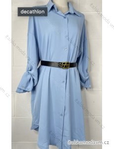 Šaty košilové s páskem dlouhý rukáv dámské (S/M ONE SIZE) ITALSKÁ MÓDA IMPBB24F20029