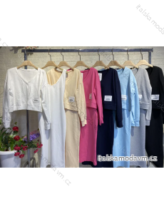 Souprava šaty na ramínka a mikina dlouhý rukáv dámská (S/M ONE SIZE) ITALSKÁ MÓDA IMPGM242416