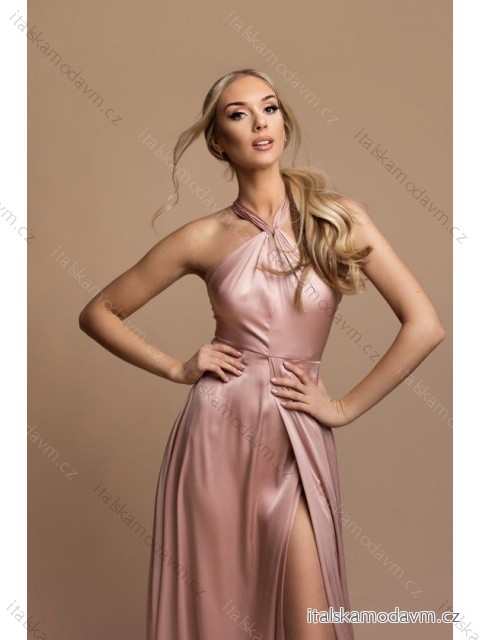Šaty elegantní bez rukávu dámské (S-L) FRANCOUZSKÁ MÓDA FMPEL23R1459-6 růžová L