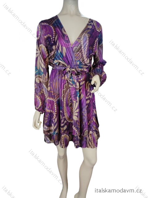 Šaty elegantný dlhý rukáv dámske (S/M ONE SIZE) TALIANSKA MÓDA IMM23M2635A/DU -   fialová -   S / M