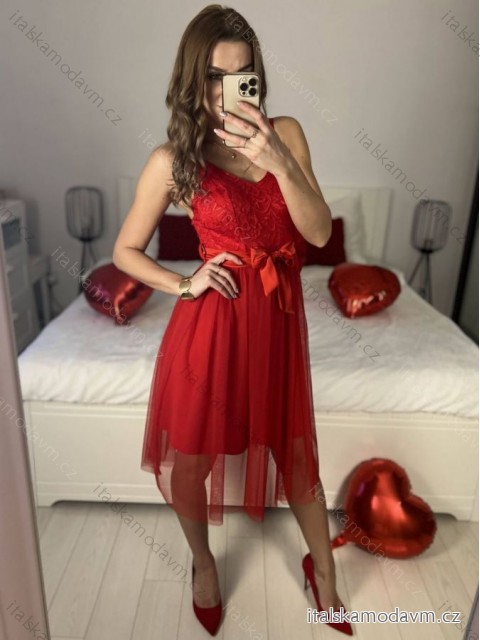 Šaty krátké společenské na ramínka dámské (S/M ONE SIZE) ITALSKÁ MÓDA IMPSH235381/DU -   růžová starorůžová -   S/M