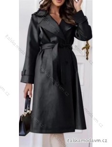 Kabát koženkový s páskem dámský (S/M/L ONE SIZE) ITALSKÁ MÓDA IMWAE24013/DU