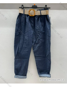 Kalhoty riflové s páskem dlouhé dámské (S/M ONE SIZE) ITALSKÁ MÓDA IMPDY24SY33210