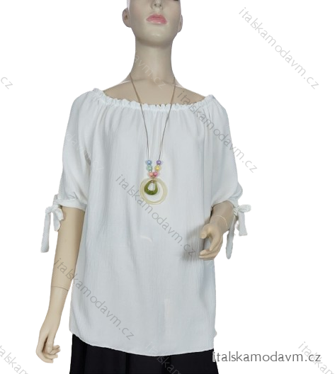 Tunika s príveskom krátky rukáv dámska (L/XL ONE SIZE) TALIANSKA MÓDA IMWDI24009/DUR -   biela -   L/XL