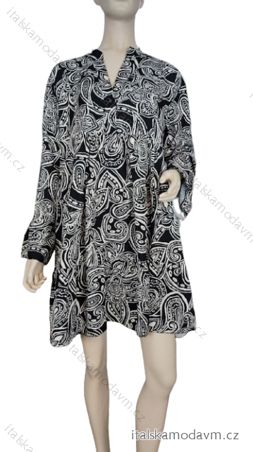 Šaty oversize letní dlouhý rukáv dámské (M/L/XL ONE SIZE) ITALSKÁ MÓDA IMWBB232668-3/DU -   Černá -   L/XL