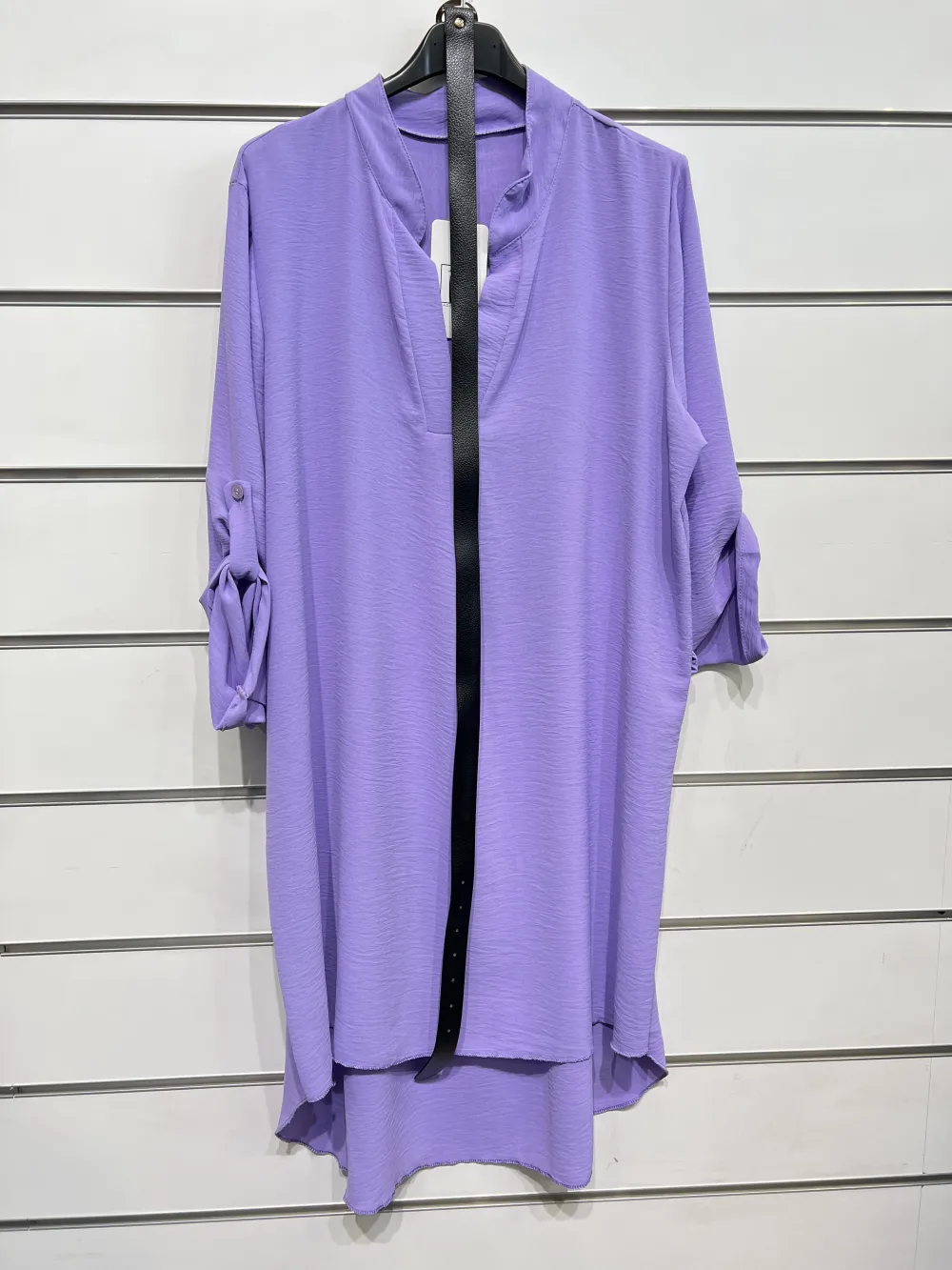 Šaty košilové letní s páskem 3/4 dlouhý rukáv dámské (S/M ONE SIZE) ITALSKÁ MÓDA IMPSH2420159 fialová S/M