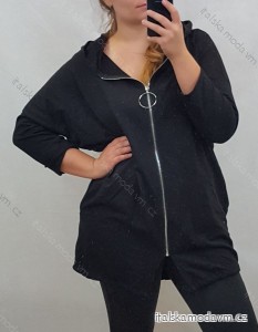 Mikina dlouhý rukáv na zip s kapucí dámská (L/2XL ONE SIZE) ITALSKÁ MÓDA IMD21588