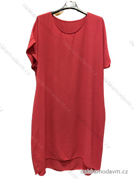 Šaty voľnočasové krátky rukáv dámske nadrozmer (L/XL/2XL ONE SIZE) TALIANSKA MóDA IM3238512/DUR tm. růžová