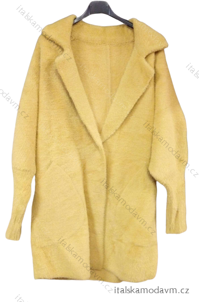 Kabát alpaca dlhý rukáv s vreckami dámsky (S / M ONE SIZE) TALIANSKÁ MÓDA IMWK21028/DUR-2 žlutá