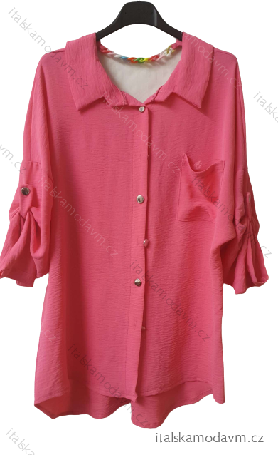 Košile/Halenka dlouhý rukáv dámská (L/XL ONE SIZE) ITALSKÁ MÓDA IMWA217869/DR Neon růžová L/XL one size