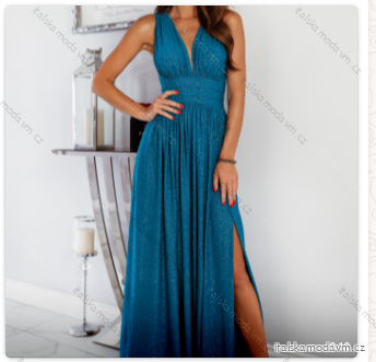 Šaty dlhé spoločenské trblietavé s flitrami bez rukávu dámske nadrozmer (34-46) POLSKÁ MÓDA PMLWD23VIRGINIA11 -   tyrkysová -   40