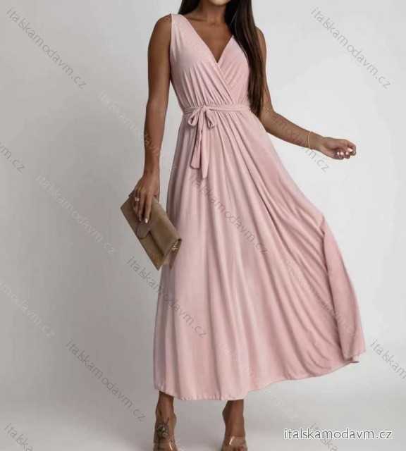 Šaty dlouhé elegantní společenské bez rukávu dámské (S/M ONE SIZE) ITALSKÁ MÓDA IMWE232099