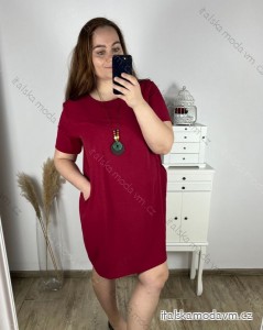 Šaty krátký rukáv s přívěskem dámské nadrozměr (2XL/3XL ONE SIZE) ITALSKÁ MÓDA IM324ROMA