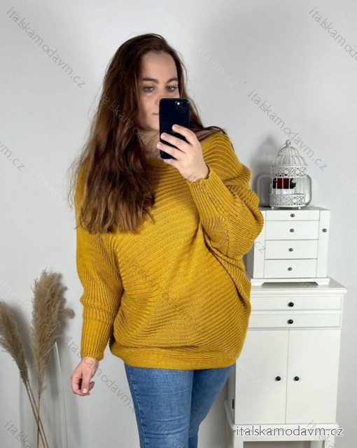 Sveter predĺžený netopierí dlhý rukáv dámsky nadrozmer (3XL/4XL/5XL ONE SIZE) TALIANSKA MODA IMC22747/DR