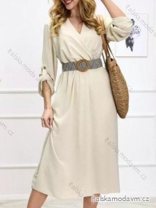 Šaty dlouhé s páskem dlouhý rukáv dámské (S/M/L ONE SIZE) ITALSKÁ MÓDA IMWBH24016
