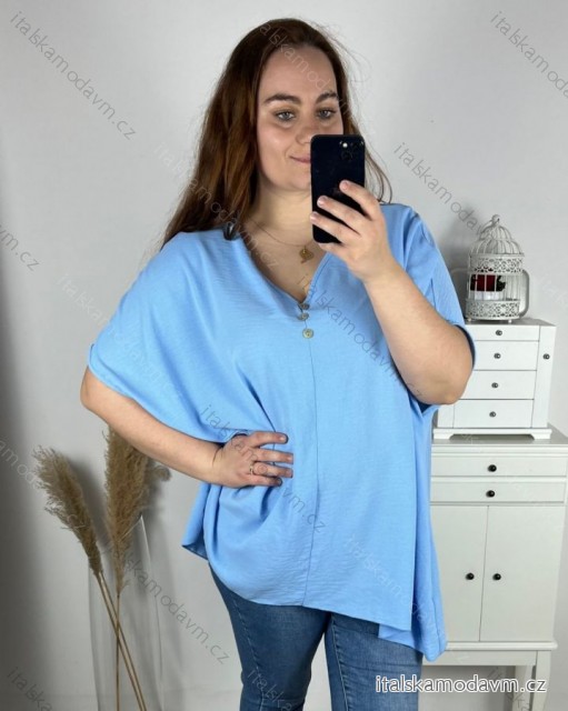 Tunika krátky rukáv dámska nadrozmer (5XL/6XL/7XL ONE SIZE) TALIANSKA MÓDA IMBM24KNOPP