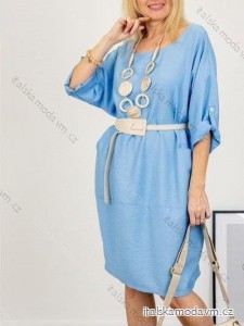 Šaty s páskem dlouhý rukáv dámské (S/M ONE SIZE) ITALSKÁ MÓDA IMWBH24026
