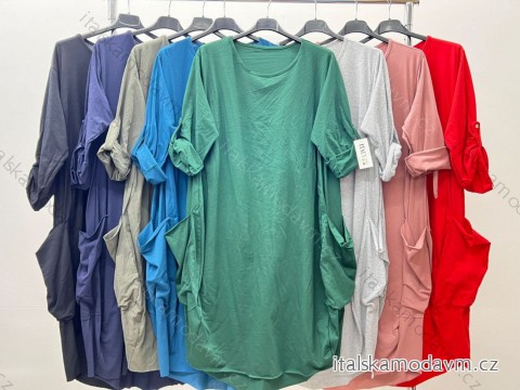 Šaty volnočasové dlouhý rukáv dámské nadrozměr (2XL/3XL/4XL ONE SIZE) ITALSKá MóDA IM424029