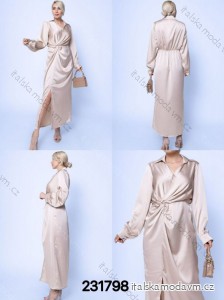Šaty elegantní dlouhé dlouhý rukáv dámské (S/M ONE SIZE) ITALSKá MóDA IM424067