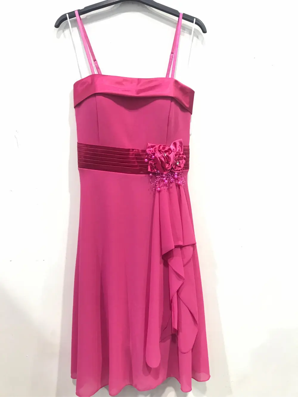 Šaty elegantní na ramínka dámské (S/M ONE SIZE) ITALSKÁ MÓDA IMPSH24C993 tmavě růžová S/M