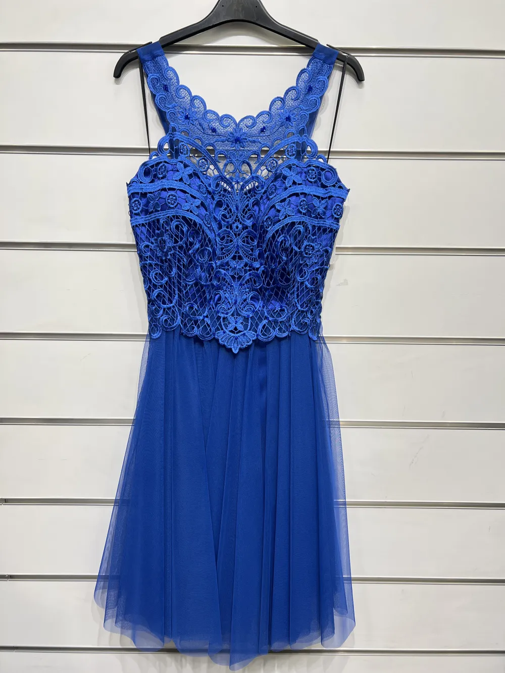 Šaty společenské bez rukávu dámské (S/M ONE SIZE) ITALSKÁ MÓDA IMPSH24C769 modrá S/M