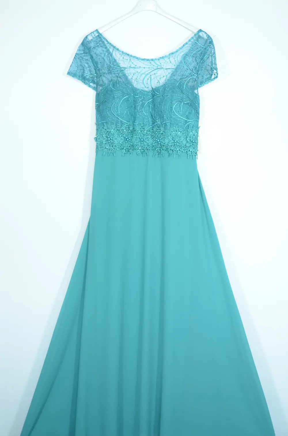 Šaty dlouhé elegantní krátký rukáv dámské (S/M ONE SIZE) ITALSKÁ MÓDA IMPSH24X17168L zelená S/M