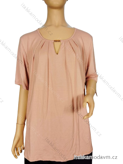 Tunika krátky rukáv dámska nadrozmer (XL/2XL/3XL ONE SIZE) TALIANSKA MÓDA IMC24183/DUR -   růžová starorůžová -   XL/2XL