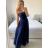 Šaty dlhé elegantné na ramínka dámske (S/M ONE SIZE) TALIANSKA MÓDA IM423ISABEL/DU -   tmavo modrá -   S / M