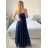 Šaty dlhé elegantné na ramínka dámske (S/M ONE SIZE) TALIANSKA MÓDA IM423ISABEL/DU -   tmavo modrá -   S / M