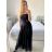 Šaty dlhé elegantné na ramínka dámske (S/M ONE SIZE) TALIANSKA MÓDA IM423ISABEL/DU -   tmavo modrá -   S / M