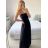 Šaty dlhé elegantné na ramínka dámske (S/M ONE SIZE) TALIANSKA MÓDA IM423ISABEL/DU -   tmavo modrá -   S / M