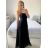 Šaty dlhé elegantné na ramínka dámske (S/M ONE SIZE) TALIANSKA MÓDA IM423ISABEL/DU -   tmavo modrá -   S / M