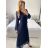 Šaty elegantní dlouhé šifonové dlouhý rukáv dámské (S/M ONE SIZE) ITALSKÁ MÓDA IM424LEONA/DUR -   Černá -   S/M