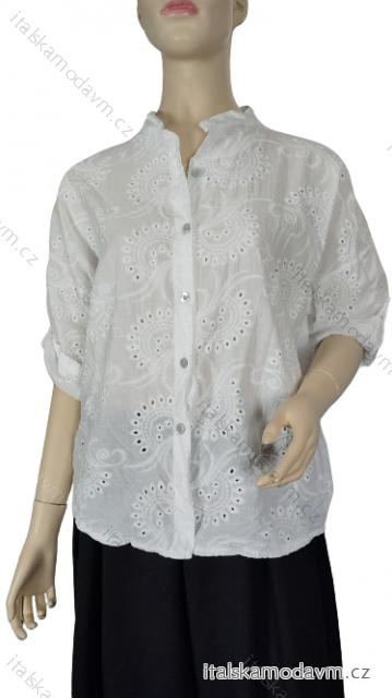 Tunika košilová 3/4 dlouhý rukáv dámská (M/L ONE SIZE) ITALSKá MODA IM3242530