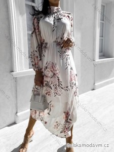 Šaty dlouhé elegantní šifonové dlouhý rukáv dámské květ (S/M ONE SIZE) ITALSKÁ MÓDA IMWGB232312