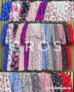 Šaty letní šifonové dlouhý rukáv dámské květované (S/M ONE SIZE) ITALSKÁ MÓDA IMWGB232728