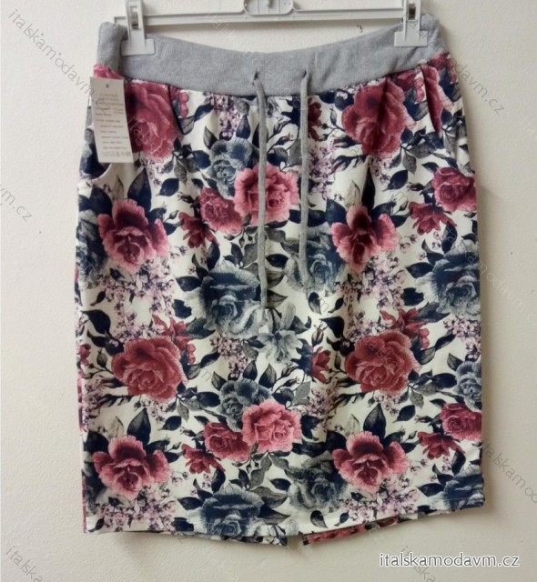 Sukňa letná krátka s kvetmi dámska nadrozmerná (uni xl-xxl) TALIANSKÁ MÓDA IMB20219 bílá  XL-2XL