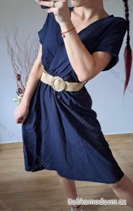 Šaty letní s páskem krátký rukáv dámské (S/M ONE SIZE) ITALSKÁ MODA IMD24031