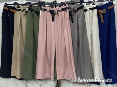 Kalhoty dlouhé elegantní oversize s páskem dámské (2XL/3XL ONE SIZE) ITALSKÁ MÓDA IMC24150