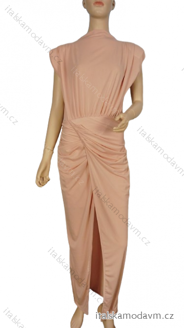 Šaty dlouhé elegantní bez rukávu dámské (S/M ONE SIZE) ITALSKÁ MÓDA IMWGS241026/DUR -   růžová starorůžová -   S/M