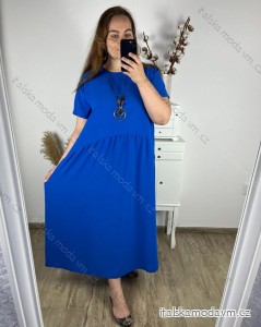 Šaty s přívěskem  dlouhé krátký rukáv dámské nadrozměr (3XL/4XL/5XL ONE SIZE) ITALSKá MóDA IM424277