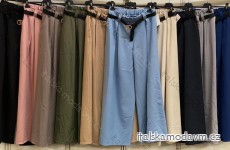 Kalhoty dlouhé elegantní oversize s páskem dámské (2XL/3XL ONE SIZE) ITALSKÁ MÓDA IMC24194