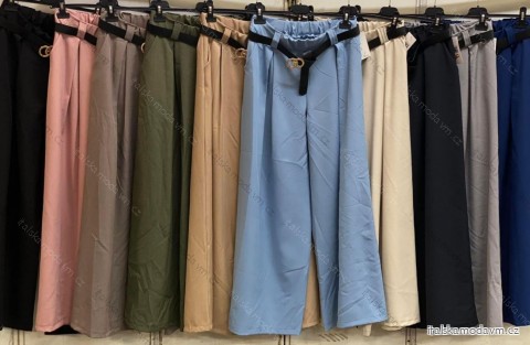 Kalhoty dlouhé elegantní oversize s páskem dámské (2XL/3XL ONE SIZE) ITALSKÁ MÓDA IMC24194