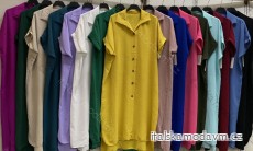 Šaty košilové krátký rukáv dámské nadrozměr (2XL/3XL ONE SIZE) ITALSKÁ MÓDA IMC24196
