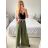 Kalhoty dlouhé s páskem dámské (S/M/L ONE SIZE) ITALSKÁ MÓDA IMWD24001/DU -   zelená -   M/L