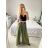 Kalhoty dlouhé s páskem dámské (S/M/L ONE SIZE) ITALSKÁ MÓDA IMWD24001/DU -   zelená -   M/L