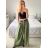 Kalhoty dlouhé s páskem dámské (S/M/L ONE SIZE) ITALSKÁ MÓDA IMWD24001/DU -   zelená -   M/L