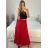Sukně skládaná s páskem dlouhá dámská (S/M ONE SIZE) ITALSKÁ MÓDA IMM23M23192/DU -   červená -   S/M