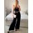 Nohavice dlhé s opaskom dámske (S/M ONE SIZE) TALIANSKA MÓDA IMWAD24026/DU -   čierna
 -   S / M