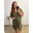 Šaty dlhý rukáv dámske oversize (XL / 4XL ONE SIZE) TALIANSKÁ MÓDA IMM21102 / DR-khaki